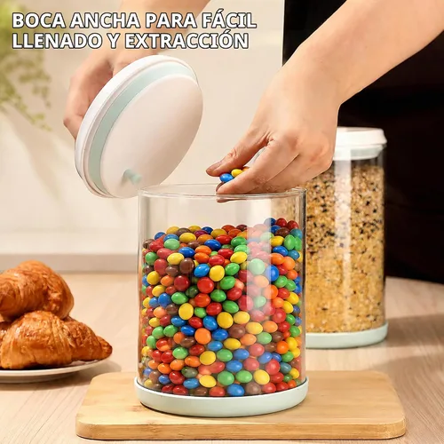 Vista 7 de POP - Tarro hermético de vidrio para alimentos con tapa, recipiente de vidrio transparente de 2.2 cuartos de galón Apertura apilable de un solo