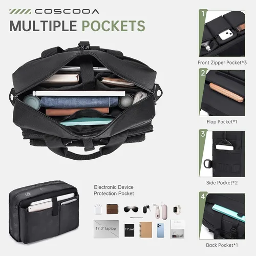 Vista 6 de Stypos Bolsa de mensajero táctico, maletín táctico de 15.6/17.3 pulgadas para hombre, bolso militar para portátil, bolsa de hombro mensajero