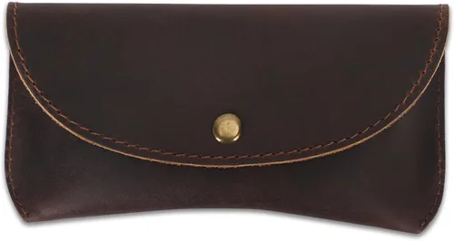 Vista 6 de Leather Eyeglass Case Genuine Leather Sunglasses Case Eyewear Pouch Glasses Sleeve Slim Unisex Eyeglass Holder