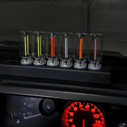 Vista 4 de Luz nocturna USB innovadora: nueva luz de ambiente táctil para cama y coche, botella de vidrio de cerámica LED – Perfecta para decoración mini Azul