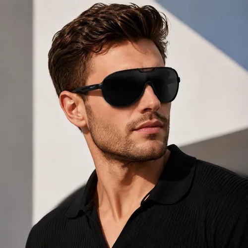 Vista 3 de TEAPLMTT Gafas de sol polarizadas estilo aviador retro para hombre, montura metálica Al-mg ultraligeras Negro/Gris