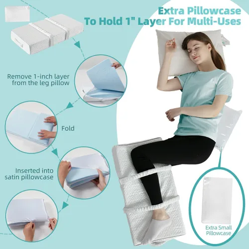 Vista 4 de Almohada de rodilla fresca para personas que duermen de lado, dolor de cadera de 4 pulgadas, almohada de piernas ajustable para múltiples usos