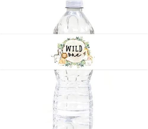 Vista 26 de Andaz Press Etiquetas impermeables para botellas de agua de primer cumpleaños con diseño de arco iris bohemio, envolturas brillantes para botellas