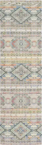 Vista 3 de SAFAVIEH Saffron Collection - Alfombra decorativa de 2 pies 3 pulgadas x 3 pies 9 pulgadas, color crema y azul, hecha a mano de algodón desgastado