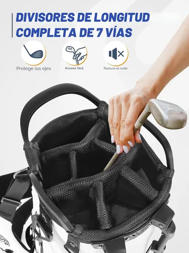 Vista 2 de Bolsa de golf ligera de 7 vías para hombres y mujeres Blanco 7