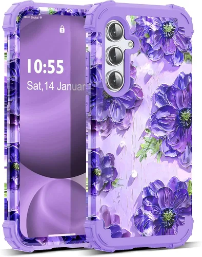Vista 41 de Funda para Galaxy A14 5G Case, Patrón Floral 3 en 1 Protección Resistente de Servicio Pesado a Prueba de Golpes Parachoques de Goma de Silicona