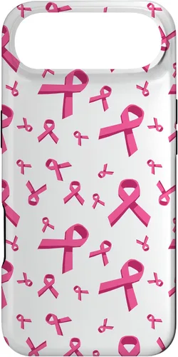 Vista 27 de Funda de soporte para iPhone 17 de mujeres de concientización sobre el cáncer de mama con patrón de cinta rosa