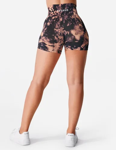 Vista 3 de YEOREO Pantalones cortos de entrenamiento Scrunch con levantamiento de glúteos, pantalones cortos de Jada con teñido anudado, sin costuras