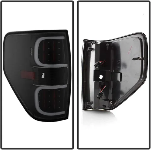 Vista 3 de ACANII - Para Ford F150 2009, 2010, 2011, 2012, 2013, 2014, faros traseros dobles LED negros, lámparas de freno, par izquierdo + derecho