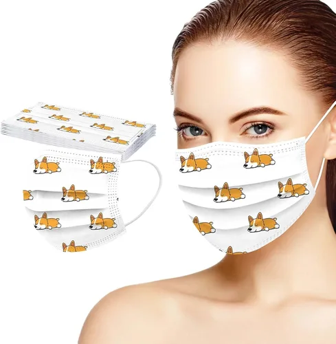 Vista 8 de 50 máscaras desechables para adultos, gatos, gatitos, antipolvo, cuidado de la piel, para vacaciones, máscara facial con estampado de cachorro