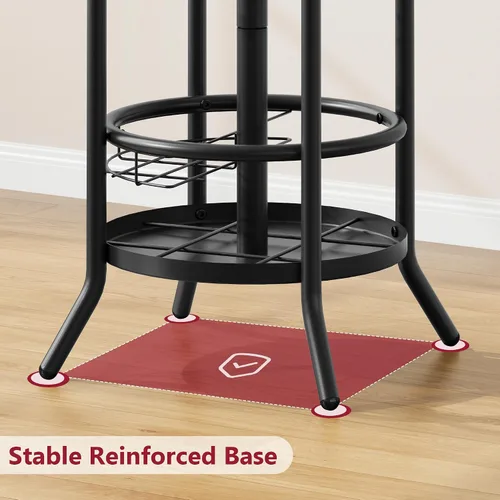 Vista 7 de Perchero con Soporte para Paraguas, Árbol de Abrigos Independiente con 16 Ganchos, Soporte para Perchero para Sala de Estar, Dormitorio, Oficina