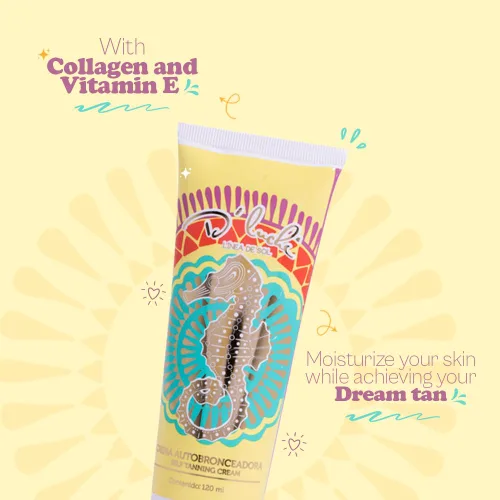Vista 2 de D'Luchi Self Tanner - Crema bronceadora sin sol con colágeno y vitamina E para piel seca, brillo bronceado natural, hidratante y sin manchas, libre