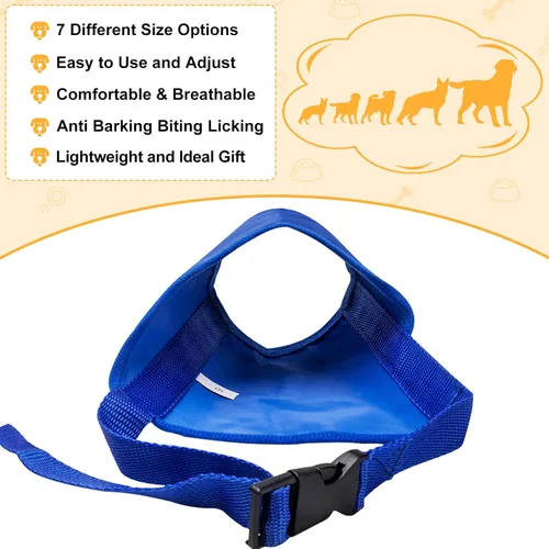 Vista 5 de Coppthinktu Bozal para perro, 7 bozales para morder, ladrar, masticar, cubierta ajustable para la boca de perro para perros pequeños, medianos