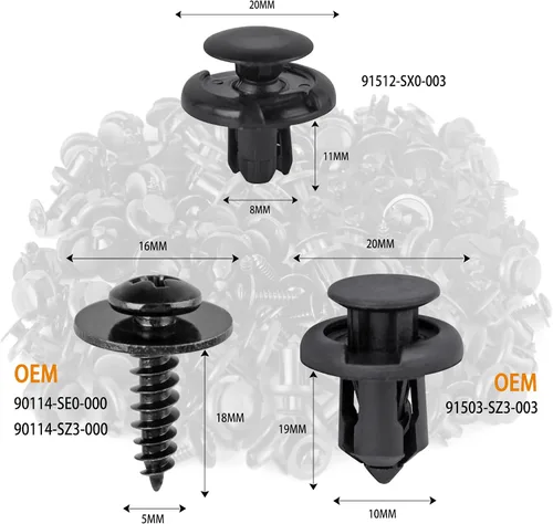 Vista 2 de Xislet 120 piezas Clips para parachoques de 10 mm 91503-SZ3-003 con tornillos para protector contra salpicaduras 90114-SE0-000 Compatibles con Honda
