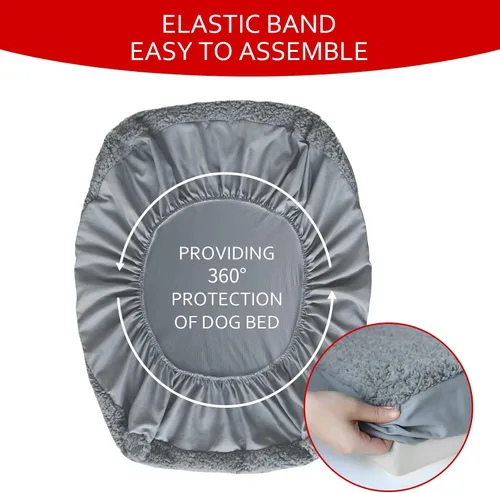 Vista 5 de Moonsea Fundas de cama para perro, repuesto de felpa suave, lavable, forro impermeable para cama de perro, color gris, funda de colchón