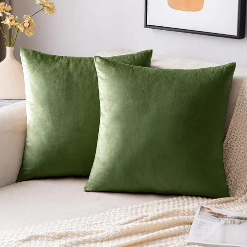 Vista 25 de EMEMA - Paquete de 2 fundas de almohada de terciopelo decorativas, fundas de cojín cuadradas suaves y sólidas para sofá, dormitorio, silla, Verde