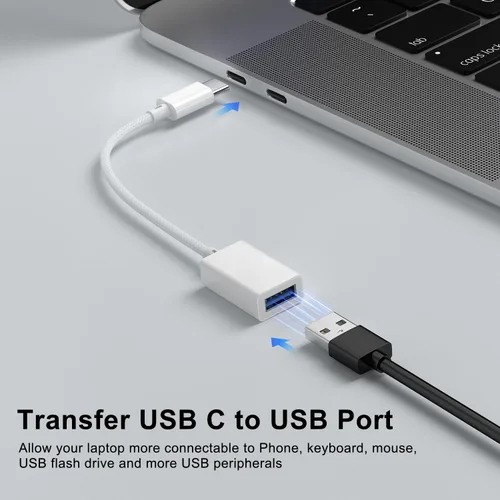 Vista 3 de Adaptador USB C a USB 3.0 (paquete de 2), USB C macho a USB hembra OTG cable Thunderbolt3 a USB adaptador compatible con MacBook Pro/Air, iPad Pro