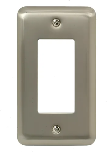 Vista 8 de Amerelle Devon Round Corner Single Rocker/Single Duplex Placa de pared de acero en níquel cepillado