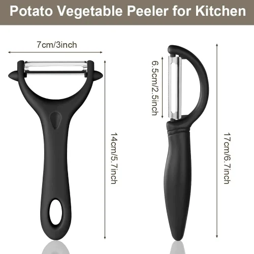 Vista 2 de AUAUY Juego de 2 peladores de patatas, juego de pelador giratorio de verduras en forma de Y e I, pelador de frutas para cocina, pelador de agarre