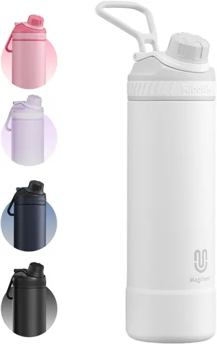 Vista 11 de Botella de agua aislada de 24 onzas, acero inoxidable al vacío de doble pared, diseño de boca ancha, botella reutilizable a prueba de fugas