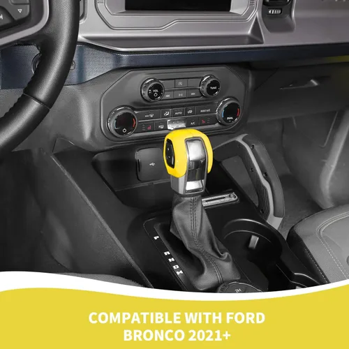 Vista 3 de RAZPOY Cubierta de la perilla de la palanca de cambios compatible con accesorios interiores Ford Bronco 2021-2024, color amarillo
