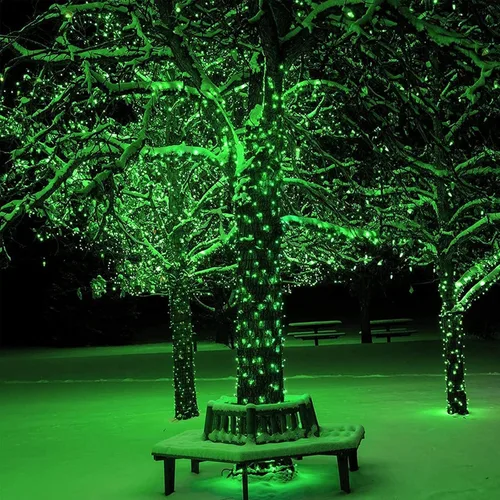 Vista 6 de Joomer Luces Solares Navideñas en Cadena, 39 pies, 100 LED, luces impermeables para exteriores con 8 modos de luces centelleantes para jardín