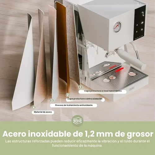 Vista 9 de Gevi - Máquina de café expreso de 20 barras con portafiltro de 2.283 in 3-Blanco