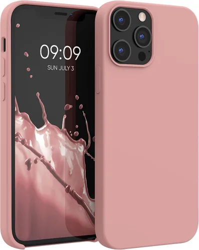 Vista 11 de kwmobile Funda compatible con Apple iPhone 12 Pro Max, funda de silicona TPU con acabado suave, color morado orquídea