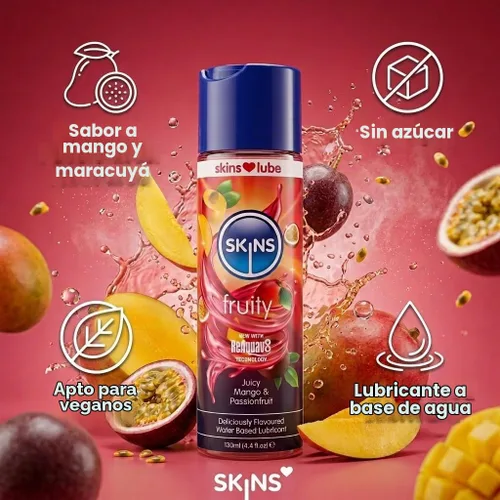 Vista 2 de Skins Lubricante con sabor a mango y maracuyá con tecnología ReAquav8 – Lubricante a base de agua con sabor a mango y maracuyá – 4 onzas