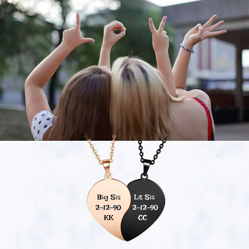 Vista 5 de Zysta Collares personalizados de rompecabezas de corazón a juego para parejas novio novia mujeres hombres yinyang para parejas collar con colgante