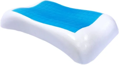 Vista 6 de Paquete de 4 almohadas de espuma viscoelástica densa de gel de enfriamiento doble azul tamaño queen en forma de hombro