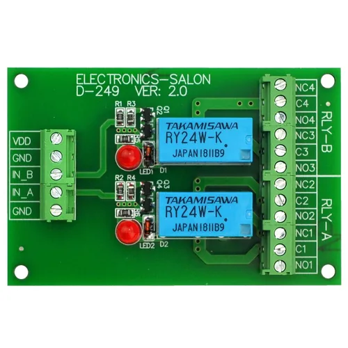 Vista 6 de Electronics-Salon Placa de módulo de relé de señal DPDT, versión DC 12V, para Arduino Raspberry-Pi 8051 PIC.