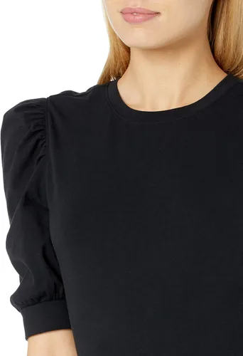 Vista 3 de The Drop Mariko - Camiseta elástica de manga abombada con cuello redondo para mujer