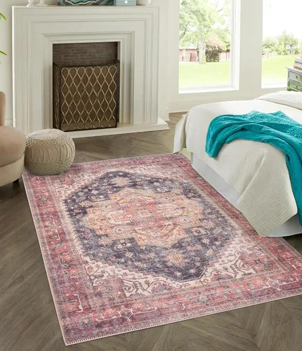 Vista 303 de GLN Rugs Traditional Collection - Alfombra de felpilla lavable a máquina, tradicional lavable, antideslizante, alfombra de felpilla de pelo corto