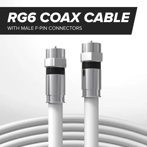 Vista 2 de Cable coaxial THE CIMPLE CO, 1 pie, RG6, Coax, cable de TV, flexible, para interior/exterior, cable para internet de alta velocidad, doble blindaje
