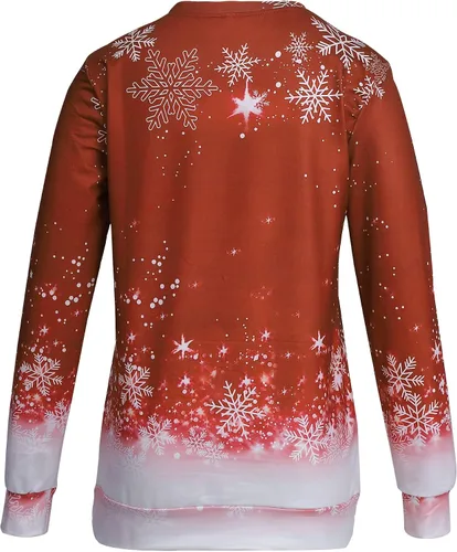 Vista 9 de JINTING Sudadera de Navidad con cuello redondo para mujer, blusa ligera de manga larga para Navidad