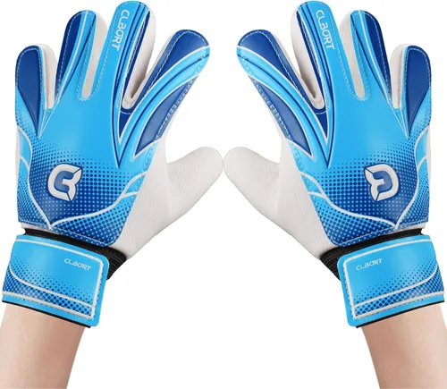 Vista 8 de Guantes de portero de fútbol para jóvenes y niños, guantes de portero con palmas de súper agarre, guantes de fútbol antideslizantes, protección