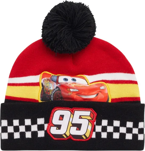 Vista 5 de Disney Sombrero de invierno para niños, paquete de 2 gorro con pompones Lightning McQueen o gorro de Mickey Mouse (4-7)