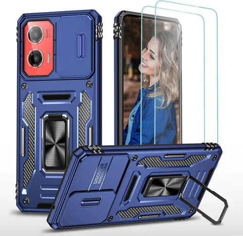 Vista 83 de Jeylly para Moto G Stylus 5G 2021 Funda con [2 Pack] Protector de Pantalla de Vidrio Templado, Protección Grado Militar Anti-Arañazos, Funda A