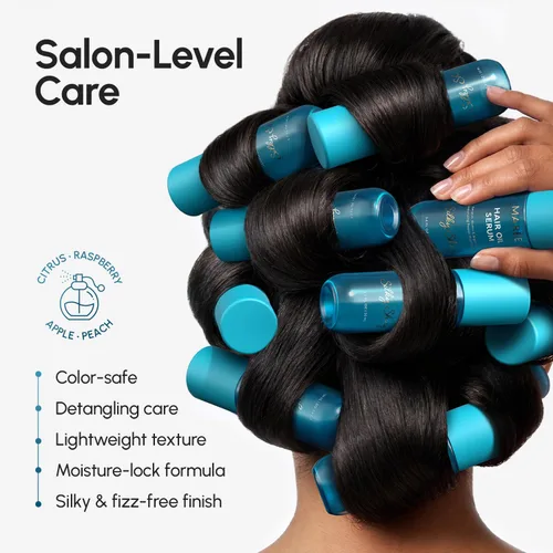 Vista 5 de MAREE Aceite para el cabello encrespado con aceite de argán, queratina y biotina – Suero capilar para brillo de cabello seco y rizado – Productos