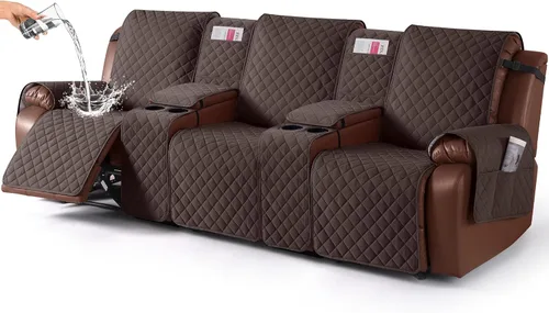 Vista 25 de KinCam Funda 100% Impermeable para Loveseat Reclinable con Consola, Fundas Antideslizantes para Sofá Reclinable de 2 Asientos, Funda para Sofá