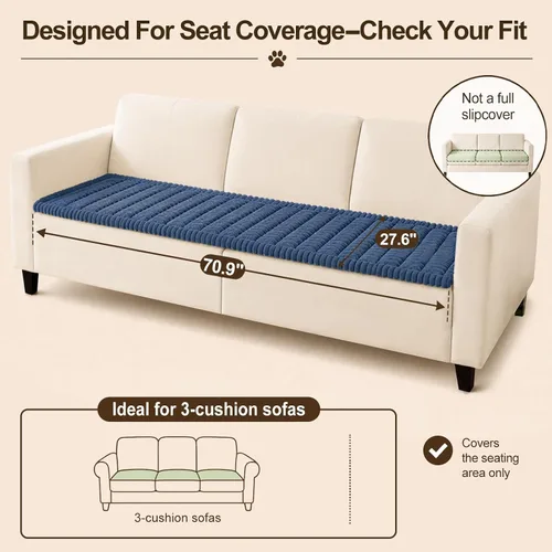 Vista 25 de decorUhome Funda de sofá para perros, funda antideslizante y mullida para sofá, para asiento, respaldo y reposabrazos, protector de sofá suave