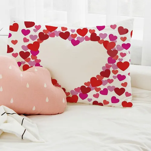 Vista 3 de Ogiselestyle Funda de almohada lumbar de corazón de amor de San Valentín, 12 x 20 pulgadas, decoración de aniversario, boda, para sofá