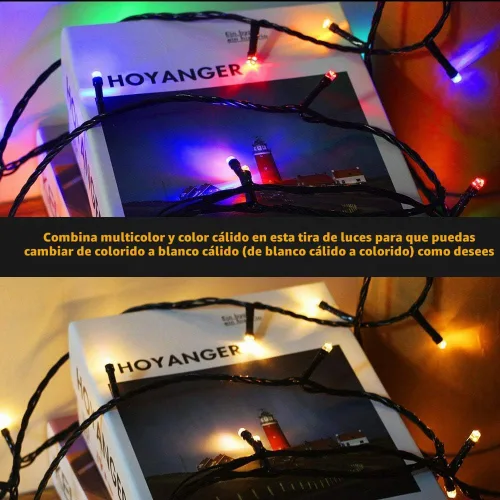 Vista 4 de Chuya Luces de Navidad para interiores y exteriores, luces de árbol de Blanco cálido y multicolor