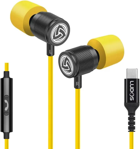Vista 48 de LUDOS Auriculares con cable ultra intraauriculares, 5 años de garantía, auriculares con micrófono, auriculares con cancelación de ruido, espuma