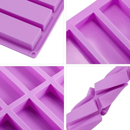 Vista 4 de Molde de silicona para barra de granola, paquete de 2 moldes rectangulares de 8 cavidades para nutrición/cereal/energía para barra de chocolate