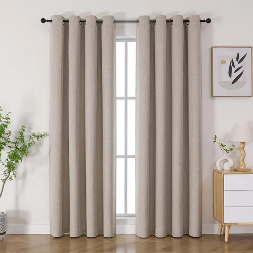 Vista 54 de Joydeco - Juego de 2 paneles de cortinas opacas de 63 pulgadas, 2 cortinas largas con aislamiento térmico burg, cortinas de oscurecimiento