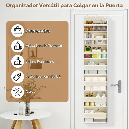 Vista 9 de Mefirt - Organizador de 7 niveles para colgar en la puerta Beige