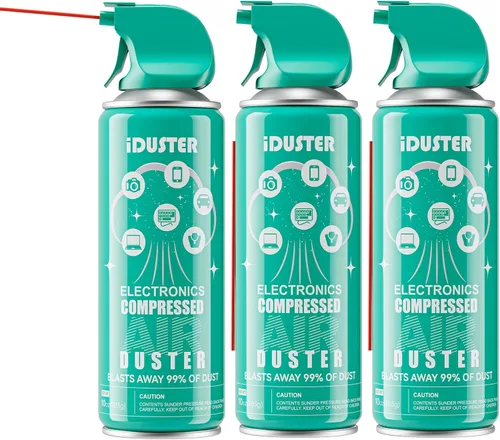 Vista 7 de iDuster Plumero de aire enlatado comprimido - Limpiador de teclado electrónico desechable para limpiar plumero