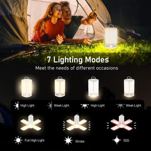 Vista 4 de Blukar 116 LED linterna de camping recargable, 7 modos de iluminación luz Gris Cálido